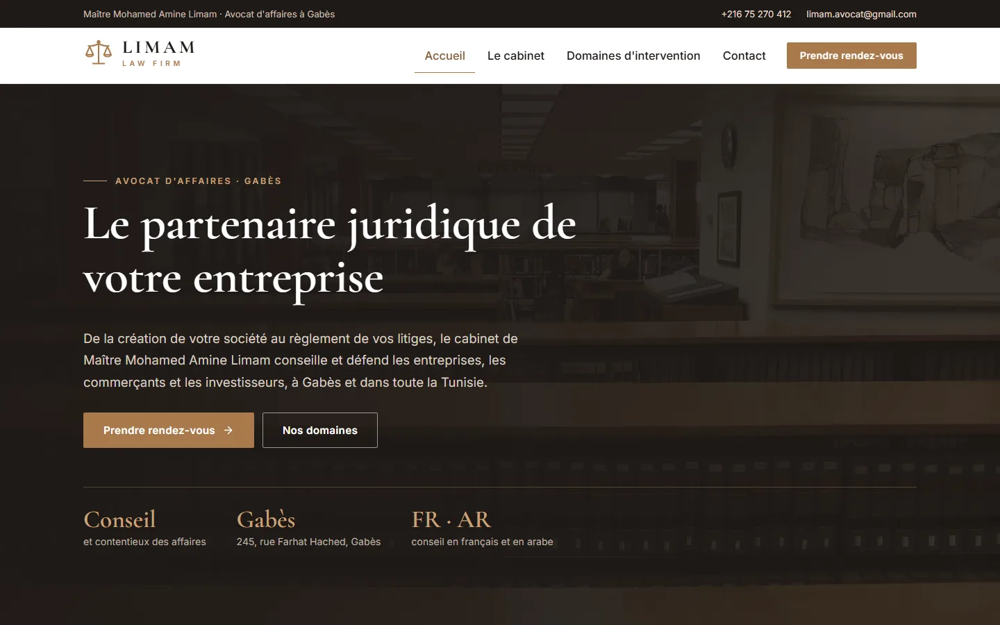 Limam Law Firm – Site d’un cabinet d’avocat d’affaires à Gabès